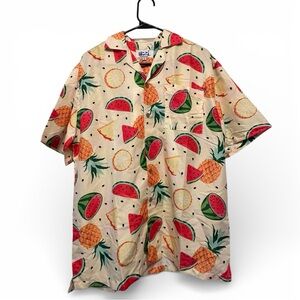 Uzzi Amphibious Gear Tropical Fruit Print Men's Casual Shirt Size Small